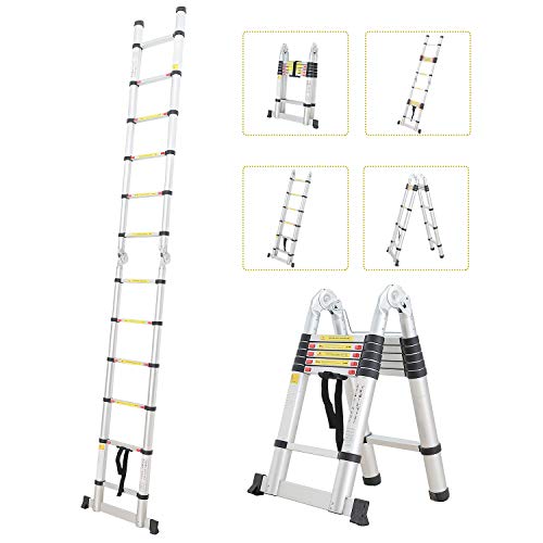 Todeco - Mehrzweckleiter, Trittleiter - Standard/Zertifizierung: EN131 - Maximale Belastbarkeit: 150 kg - 3,8 Meter, Stabilisierungsstange von Todeco