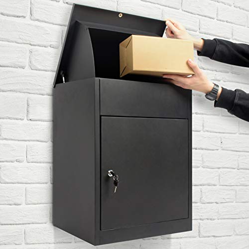 Todeco Paketbriefkasten mit Briefkasten, Abschließbare Paket Postkasten mit Rückholsperre, Standbriefkasten oder Wandbriefkasten, Box Paket geeignet für Hause Apartment Schule Büro, 58x44.5x35cm von Todeco