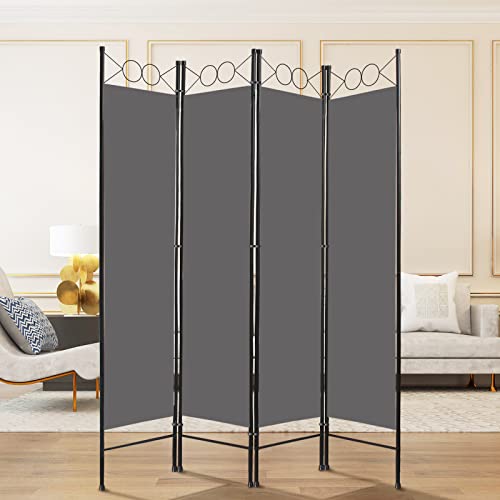 Todeco Raumteiler für den Innenbereich, 4 Paneele, Raumteiler, faltbar, Sichtschutz für Schlafzimmer, Haus, Balkon, 160 x 180 cm, Grau von Todeco