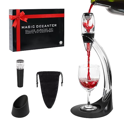 Todeco - Rotweindekanter, WeinBelüfter - Box: Geschenkverpackung - Material: Silikon - Klassisch, mit Ständer von Todeco
