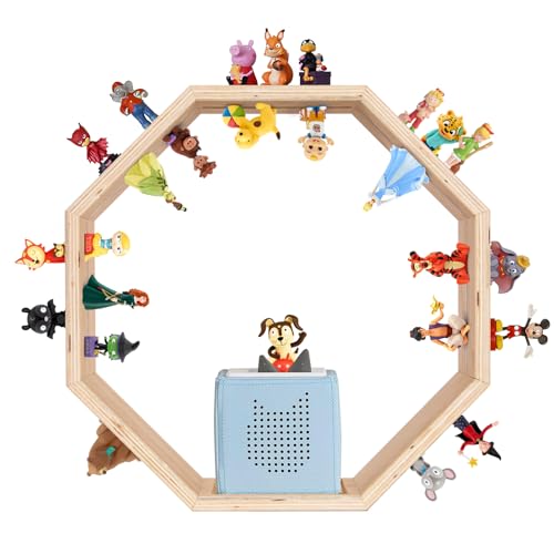Todeco Tonie-Regal für Toniebox Hörfiguren, Magnetische Aufbewahrung für 60-70 Tonie, Wandregal und Schreibtischregal, Kinderregal für Mädchen & Jungen, Achteck von Todeco