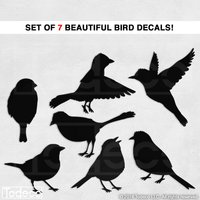 Vögel Silhouette Wandaufkleber - Set Aus 7 Entfernbaren Vinylaufklebern von Todeco