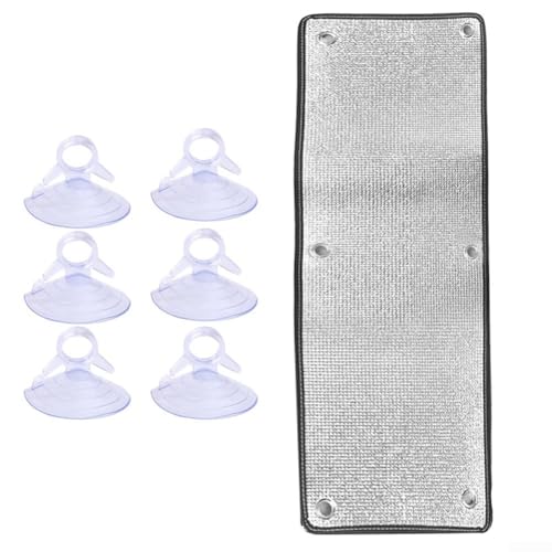 Doppelschichtige Aluminiumfolie Fensterisolierung Folie Reflektierende Wärmeregulierung Sonnenschutz mit Saugnäpfen für Home Office 50 x 100 cm Silber (50 x 100 cm) von Todikaper
