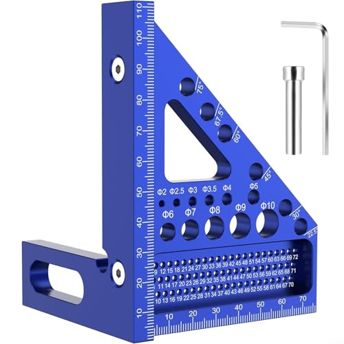 Messlineal 3D Aluminiumlegierung Multi-Winkel mit quadratischen Löchern und parallelen Linien für Holzbearbeitung, Ingenieur- und Bauaufgaben, 200 mm Länge von Todikaper