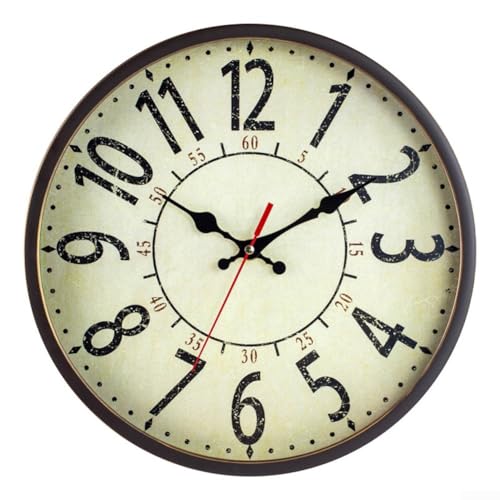 Silent Wall Clock 30cm Round Classic Vintage Non Ticking Battery Operated Arabic Numeral Clock for Home Living Room Kitchen Office von Todikaper