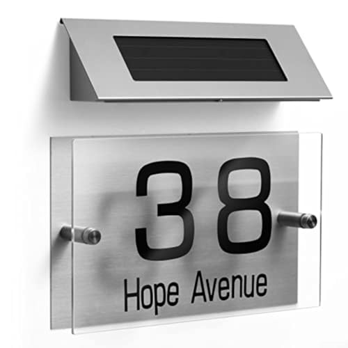 Solar-Adressschild-Licht mit 18 LEDs, zweifarbige Modi, Edelstahl-Hausnummernschild, solarbetriebene Außenbeleuchtung für Garten, Hof, Weg von Todikaper