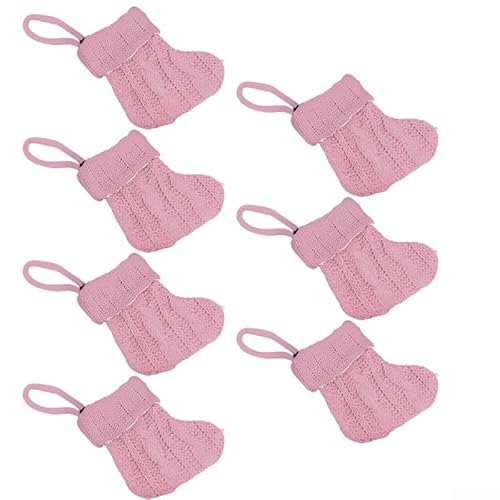 Weihnachtssocken-Set für Baumschmuck und Urlaubsdekoration, festliche grüne rote rosa weiße Strümpfe 11 x 7 x 10 cm zum Aufhängen an Bäumen oder Türen (rosig) von Todikaper