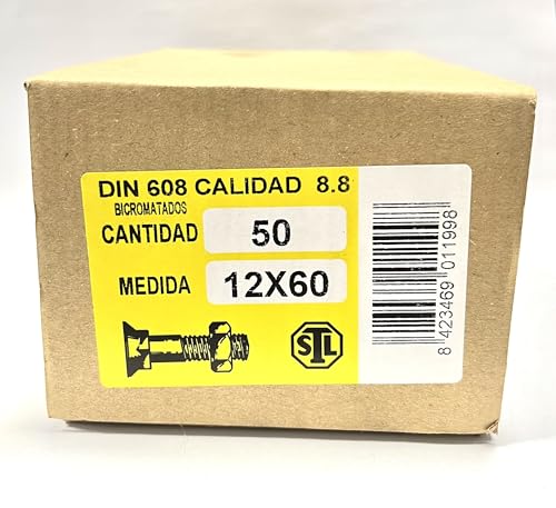 Pflugschraube M-12 aus Stahl 8,8. Schrauben San Lorenzo Box 50 Stück mit Mutter (12 x 60) von Todo Cultivo