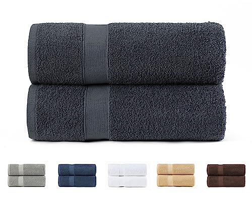 Todocama 2 Duschtücher, 100% Baumwolle, 550 g/m², extra weich, sehr saugfähig und schnell trocknend, Maße 70 x 140 cm, Dunkelgrau von Todocama