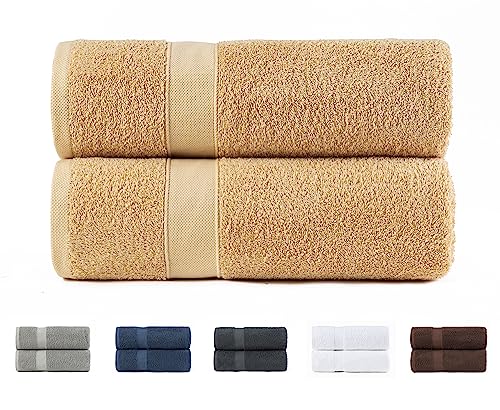 Todocama 2er Set Duschtücher, 100% Baumwolle, 550 g/m², extra weich, saugfähig und schnell trocknend, Maße 70 x 140 cm, Farbe: Beige. von Todocama
