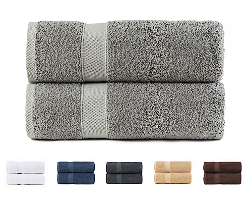 Todocama 2 Duschtücher, 100% Baumwolle, 550 g/m², extra weich, sehr saugfähig und schnell trocknend, Maße 70 x 140 cm, hellgrau. von Todocama