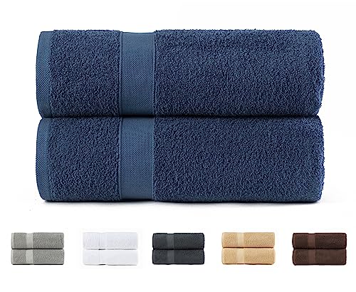 Todocama 2 Duschtücher, 100% Baumwolle, 550 g/m², extra weich, sehr saugfähig und schnell trocknend, Maße 70 x 140 cm, Marineblau von Todocama