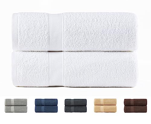 Todocama 2er Set Duschtücher, 100% Baumwolle, 550 g/m², extra weich, saugfähig und schnell trocknend, Maße: 70 x 140 cm, Weiß. von Todocama