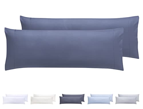 Todocama 2 Kissenbezüge, extra weiche Mikrofaser, hypoallergen, Set mit 2 Kissenbezügen, 105 x 40 cm, Graublau von Todocama