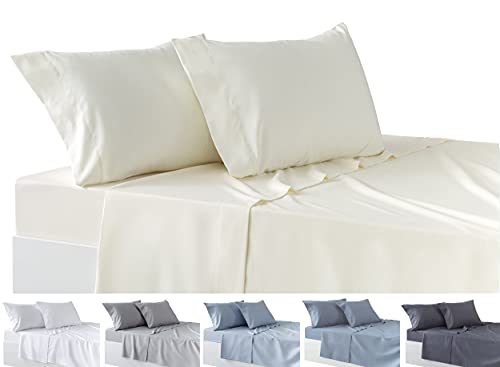 Todocama 4-teiliges Bettwäsche-Set – Spannbetttuch – Bettlaken – Zwei Kissenbezüge 50 x 80 cm (Bett 90 – 90 x 190/200 cm, Beige) von Todocama