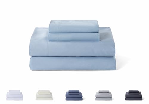 Todocama Bettwäsche-Set, 4-teilig, 5003, Spannbettlaken, Überwurf, 2 Kissenbezüge 50 x 80 cm, für Bett 150 x 190/200 cm, Hellblau von Todocama