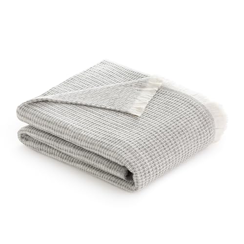 Todocama - Extra weiche Baumwolldecke mit GOFRE-Design, Mehrzweck-Tagesdecke für Sofa, Bett, dekorativer Bezug und Fular Decke (Dunkelgrau, 180 x 240 cm) von Todocama