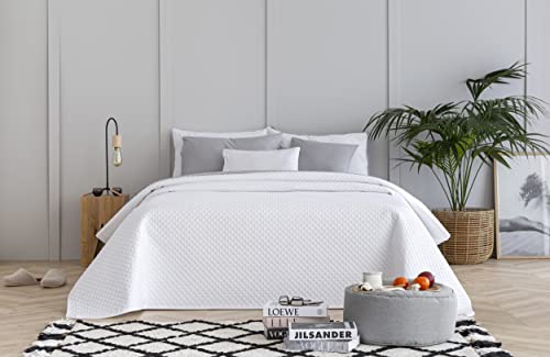 Todocama Fine Boutique Tagesdecke mit Rautenmuster, für Frühling, Sommer, Herbst und Winter, 100% extra weiche Mikrofaser, Mehrzweck-Bettdecke, 80/90-180 x 260 cm, Weiß Todocama Fine Boutique Tagesdecke mit Rautenmuster, für Frühling, Sommer, Herbst und Winter, 100% extra weiche Mikrofaser, Mehrzweck-Bettdecke, 80/90-180 x 260 cm, Weiß von Todocama