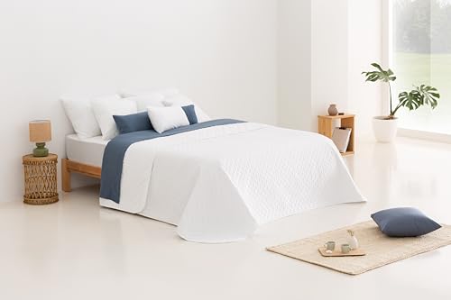 Todocama Feine Tagesdecke mit Stern-Design, für Frühling, Sommer, Herbst und Winter, 100% Mikrofaser, extra weich, Mehrzweck-Bettüberwurf, 140/150/160-250 x 260 cm, Weiß von Todocama