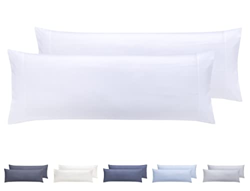 Todocama 2 Kissenbezüge, extra weich, hypoallergen, Set mit 2 Kissenbezügen, 105 x 40 cm, Weiß von Todocama