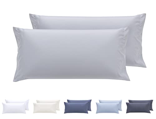 Todocama 2 Kissenbezüge, extra weiche Mikrofaser, hypoallergen, Set mit 2 Kissenbezügen, 70 x 40 cm, Hellgrau von Todocama