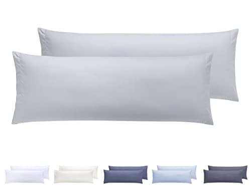 Todocama – 2 Kissenbezüge, extra weich, hypoallergen, Set mit 2 Kissenbezügen, 90 x 40 cm, Hellgrau (8435439012966) von Todocama