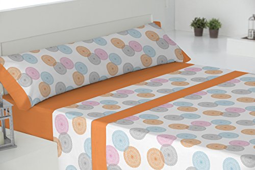 Todomueble Liverpool 150 Bettwäsche-Set, bestehend aus Spannbettlaken, Bettbezug und Kissenbezug, Baumwolle-Polyester, orange, 230 x 270 cm von Todomueble