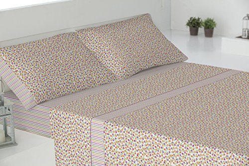 Todomueble Paduana Ibiza Bettwäsche-Set bestehend aus Spannbettlaken, Bettbezug und Kissenbezug, Baumwolle-Polyester, Rosa, 230 x 270 cm von Todomueble