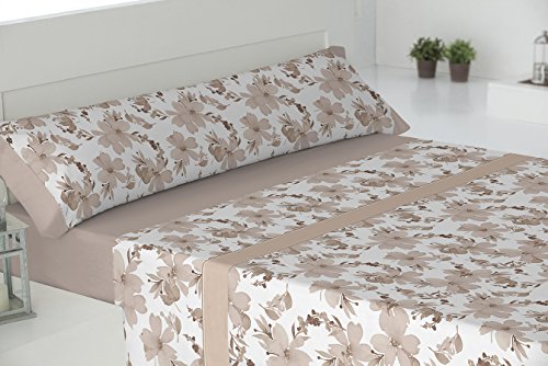 Todomueble Paduana Palma Bettwäsche Set Bestehend Aus Betttuch, Bettbezug und 2 Kissenbezüge 180x28x4 cm beige von Todomueble