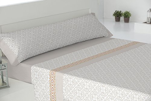 Todomueble Paduana Wölfe Bettwäsche-Set bestehend aus Spannbettlaken, Bettbezug und Kissenbezug, Baumwolle, beige, 150 von Todomueble