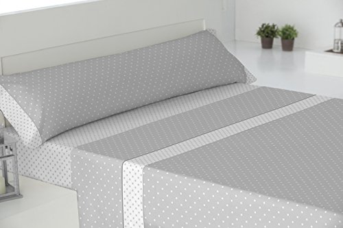 Todomueble London 150 Bettwäsche-Set, bestehend aus Spannbettlaken, Bettbezug und Kissenbezug, Baumwolle-Polyester, grau, 230 x 270 cm von Todomueble