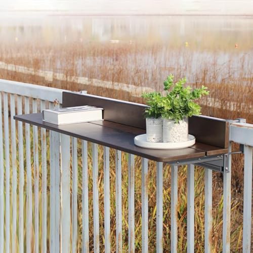 ToeWoe Hänge-Balkontisch für Den Außenbereich Klappbare Beistelltische für Den Patio Schwimmendes Gartengeländer-Pflanzregal Passend für 0,4" -7,8" Geländer (Size : 80 * 27cm) von ToeWoe