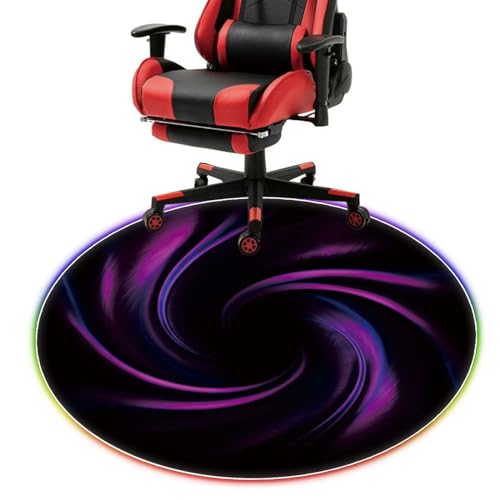 ToeWoe RGB-Gaming-Stuhl-Matte für Hartholz Beleuchtet rutschfest Büroteppich Reduziert Geräusche Kratzfest Schutzteppich 9 LED-Beleuchtungsmodi USB-Ladung (Size : 47.2"/120cm) von ToeWoe