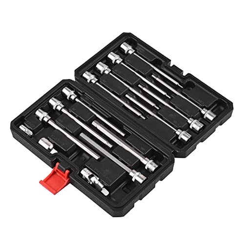 15-teiliges Steckschlüssel-Set mit 3/8-Zoll-Antrieb, metrisch, extra lang, Größen 3 mm – 10 mm, Schaftlänge 15,2 cm, Premium-S2-Stahl-Bits, robuste Stecknüsse, übertrifft ANSI-Standards Kardangelenk von Toeasliving