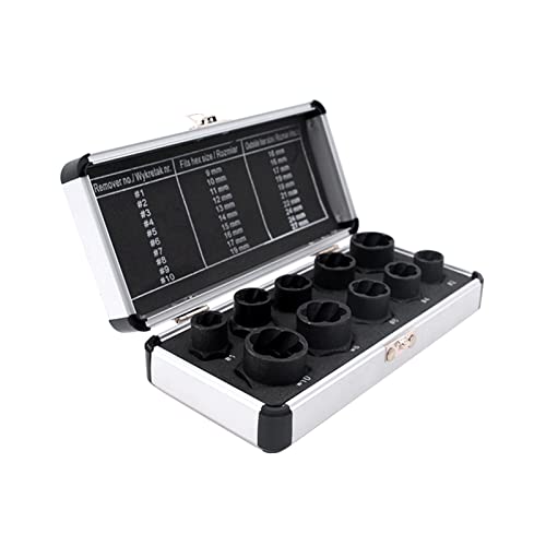 Schraubenausdreher-Set, Schraubenausdreher für beschädigte Bolzen, Schraubenschlüssel, mit Aufbewahrungskoffer, 11-teilig von Toeasliving