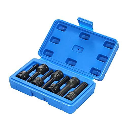 Steckschlüssel-Set, 3/8-Zoll-Antrieb, 7-teilig, metrische Größen (5 mm, 6 mm, 7 mm, 8 mm, 10 mm, 12 mm, 14 mm), XZN Dreifach-Vierkant-Bit, Stahl-Steckschlüssel-Set von Toeasliving