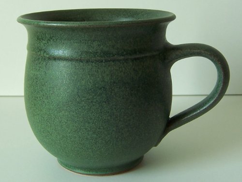 Töpferei Annett Fischer Tasse handgetöpfert Keramik Höhe 10,5 cm Durchmesser 10,5 cm Inhalt 400 ml (Grün) von Töpferei Annett Fischer