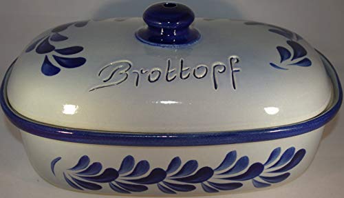Töpferei Seifert Brottopf 30 cm grau-blau Oval, Steinzeug Westerwald von Töpferei Seifert