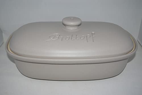 Töpferei Seifert Brottopf Persa grau Gross 40 cm | Brotkasten | Brotbox | Brotdose | Brotbehälter | Steinzeug | LxB 41x25 von Töpferei Seifert