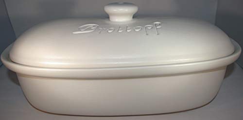 Brottopf weiss matt Gross 40 cm | Brotkasten | Brotbox | Brotdose | Brotbehälter | Steinzeug | LxB 41x25 von Töpferei Seifert