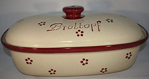 Töpferei Seifert Brottopf Rubin gross 40 cm | Brotkasten | Brotbox | Brotdose | Brotbehälter | Steinzeug | LxB 41x25 von Töpferei Seifert