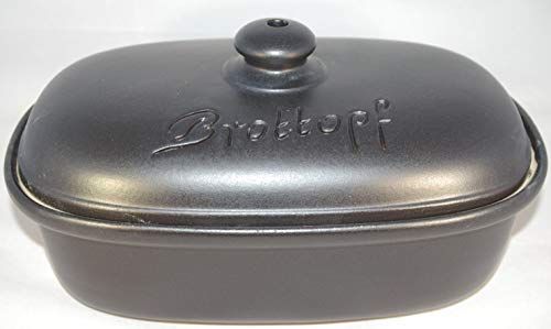 Brottopf schwarz matt | Brotkasten | Brotbox | Brotdose | Brotbehälter | Steinzeug | LxBxH: 30x21x16 cm von Töpferei Seifert