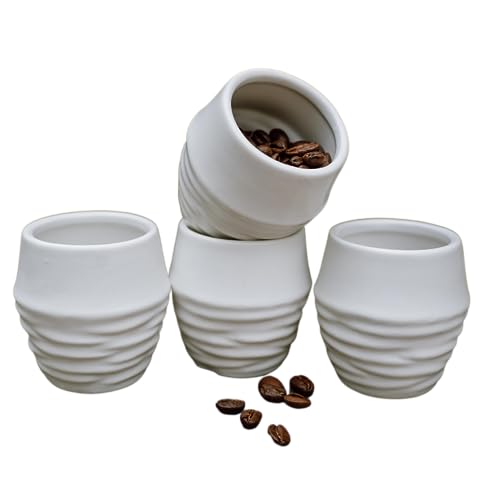 Töpferey - Espressobecher 4er Set | Handgefertigtes Espresso Tassen Set im japanischen Stil. Ideal für Espresso, Tee, Schnaps uvm. Spülmaschinengeeignet | Inhalt: 4x 100ml Kaffeebecher ohne Henkel von Töpferey