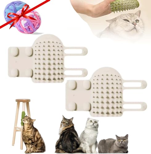2 Stück Pet Tickling Artifact for Cat, 2024 Neue Weicher Katzen Bürste Massageecke für Katzen, Self Groomer, Kitzel Artefakt für Haustiere, Zum Massagen Kitzeln Fell Entfernen (Weiß) von Toerjii