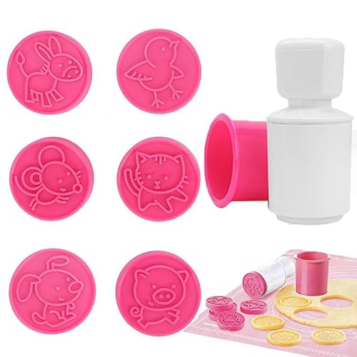 Antihaft-Keksstempel und Ausstecher, 3D DIY Kekse Prägeformen, Cartoon-Tiere-Muster Kekse Prägeform, Cookies Prägeformen Backen Dekorationswerkzeuge für Kinder Geburtstag Party Deko (Rosa) von Toerjii