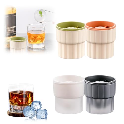 Eiswürfelform Silikon,4 Stück Eiswürfelform Kugel,Eiswürfelbehälter mit deckel Eiswürfel Kugel BPA Frei,6cm Groß Rund Eeiswürfel Kugel (4 Pcs) von Toerjii