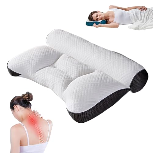 Ergonomisches Kopfkissen Nackenstützkissen, äußerst Bequemes Memory Foam Ergonomisches Nackenhörnchen für Für Nacken- Und Schulterschmerzen, Kopfkissen Für Seiten Und Rückenschläfer (40*60cm Schwarz) von Toerjii