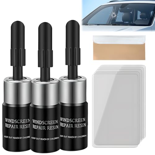 Glasreparaturflüssigkeit,2025 Neu Auto Windschutzscheibe Riss Reparatur Flüssigkeit,Steinschlag Reparaturset Windschutzscheibe Windschutzscheibe Reparaturset (3 Set) von Toerjii
