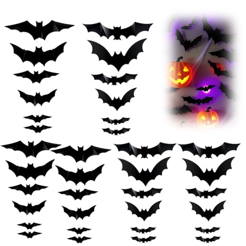 Halloween 3D Lighted Bats,Halloween Deko,LED Fledermaus,Wandaufkleber 3D Deko Outdoor,Garten Party Sticker (36 Pcs) von Toerjii