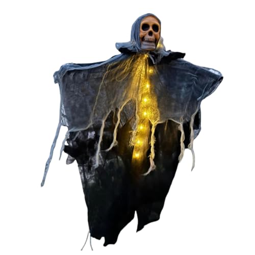 Halloween Hanging Ghost Decoration Geist, Halloween Deko Hängende Geister Deko mit LED Licht, Outdoor Leuchtende Geist für Vorgarten Garten Party Deko (#01) von Toerjii